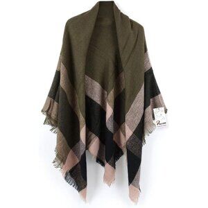 Women's Plaid Scarf Blanket Wrap Army Green